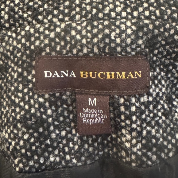 DANA BUCHMAN TWEED WOOL COAT | LEATHER BELTED | TRENCH | WINTER CREW JACKET - Picture 3 of 11